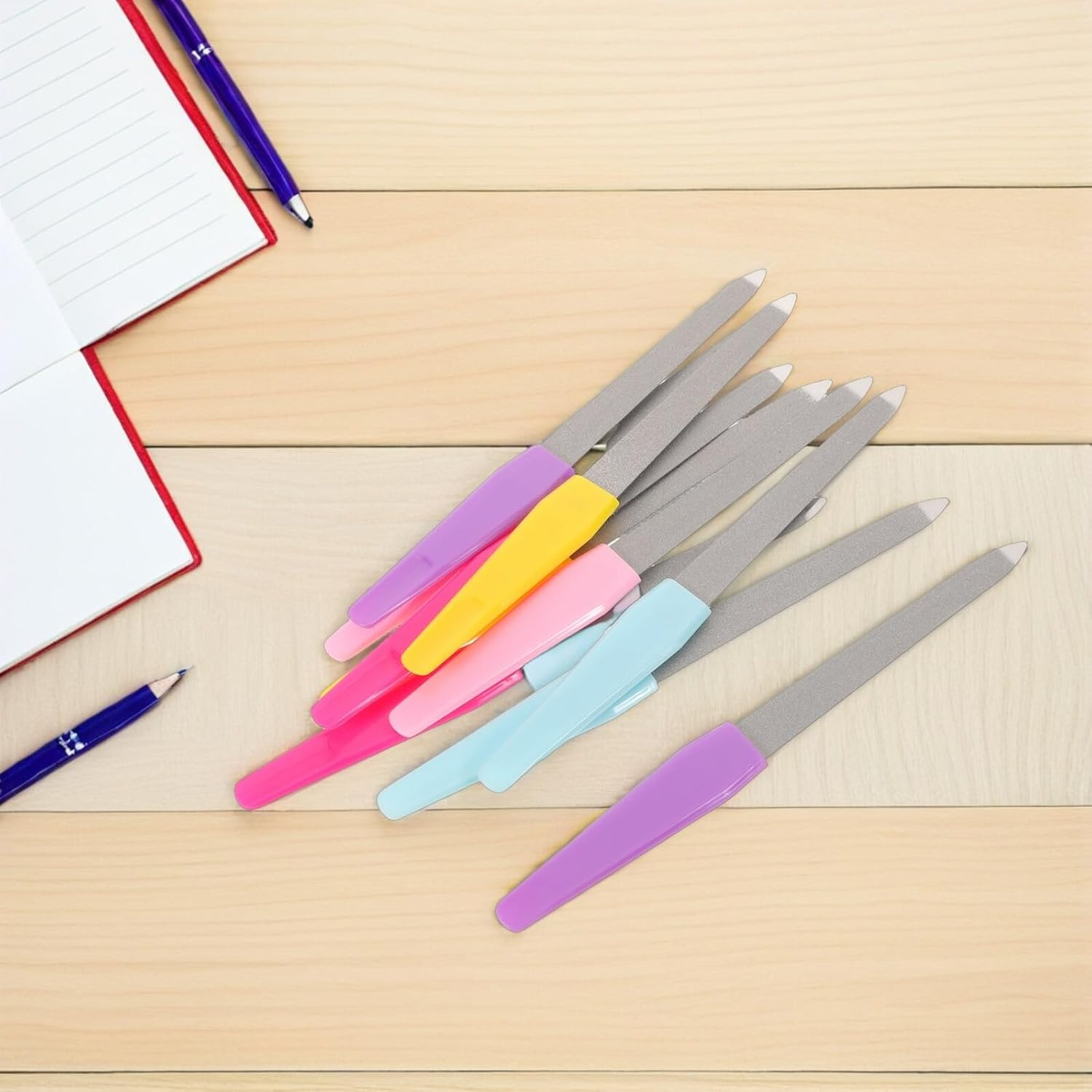 PENIKOKO 10Pcs Stainless Steel Nail File with Ergonomic Plastic Handle Double-Sided Buffer for Coarse and Fine Filing Manicure Tools for Natural Nail Grooming at Home and Salon Use image number 6