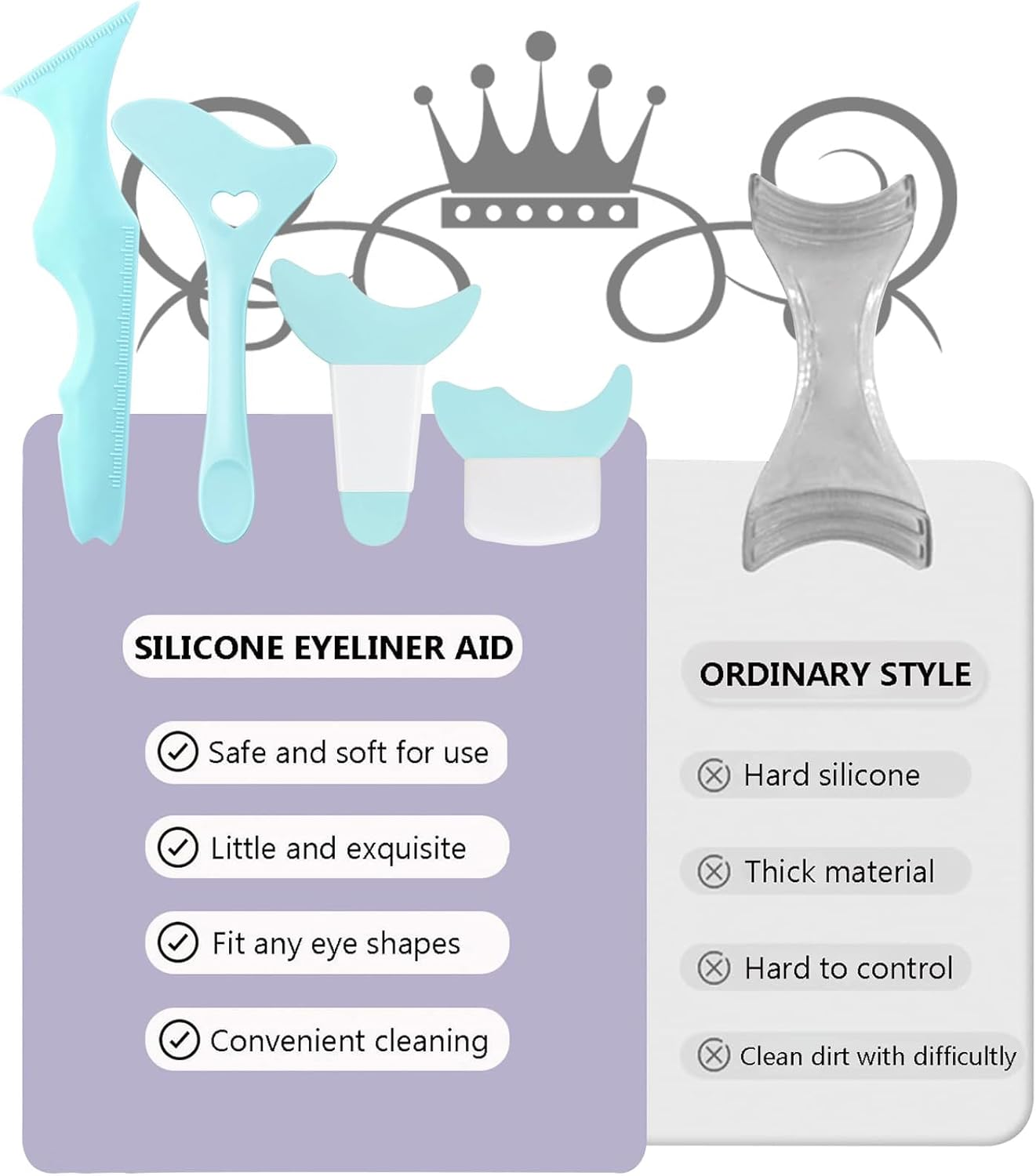 Eyeliner Stencils Tool Kit, 4Pcs Wing Tips, Eyeshadow Baffle, Eyeliner Aid for Beginners & Makeup Masters - Blue image number 1