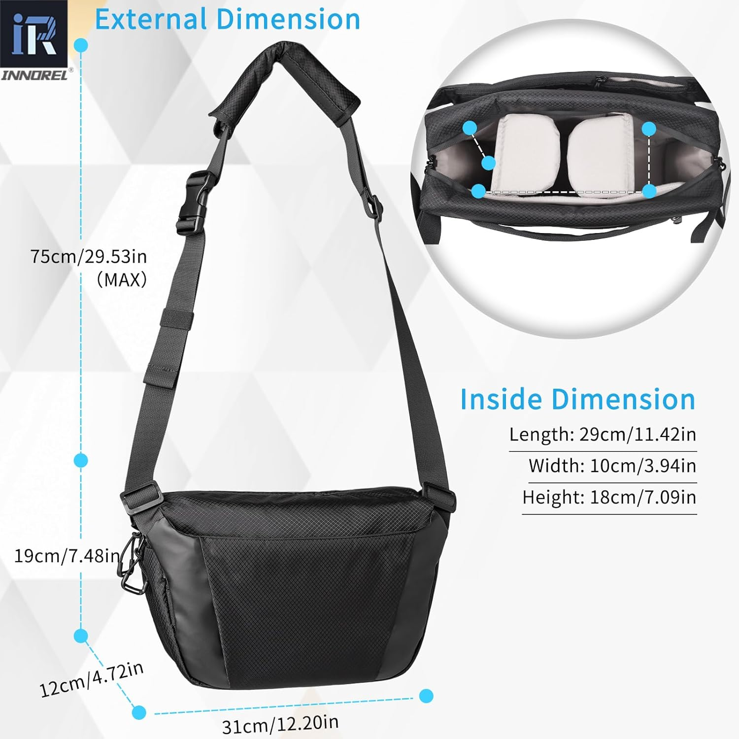 6 Liters Waterproof Camera Sling Bag INNOREL CB0621, with Tripod Holder, for Sony/Canon/Nikon/Dslr/Slr/Mirrorless Crossbody, Traveling, Sporting, Cycling, Daily image number 1
