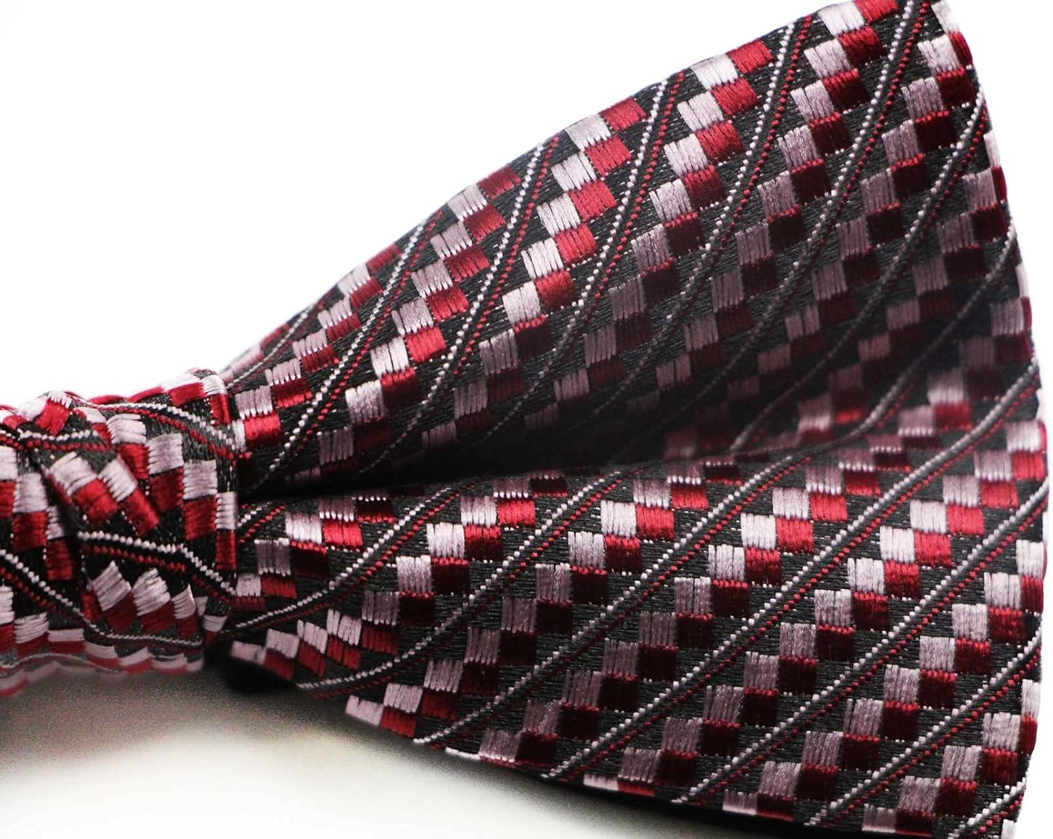 Mens Black, Red & Pink Patterned Bow Tie Black, Red, Pink