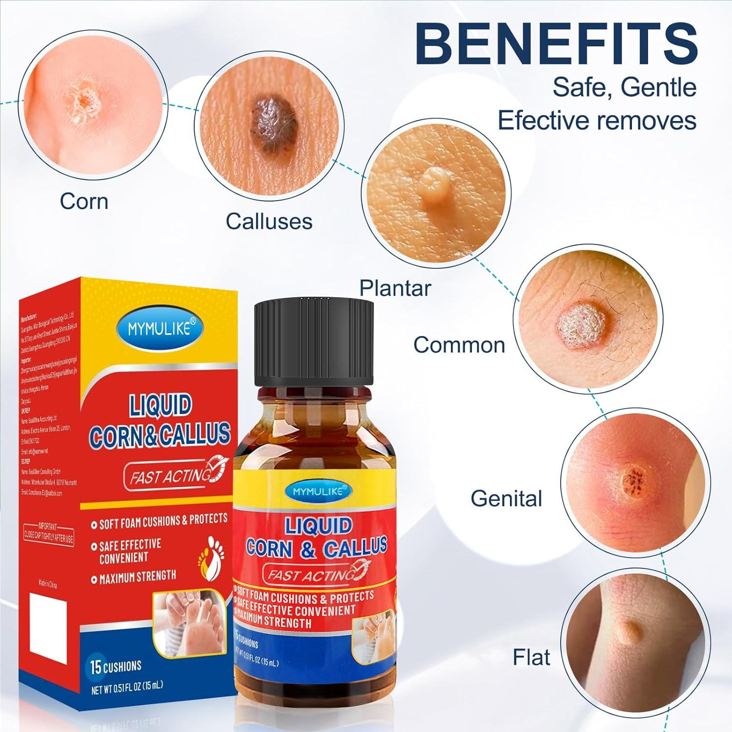 Liquid Corn Remover, Corn Removers for Toes, Extra Strength Liquid for Corn, Safe Removes Corns and Callus, 15Ml Liquid with 15PCS Cushions 10PCS Swabs (15ML*1) image number 4