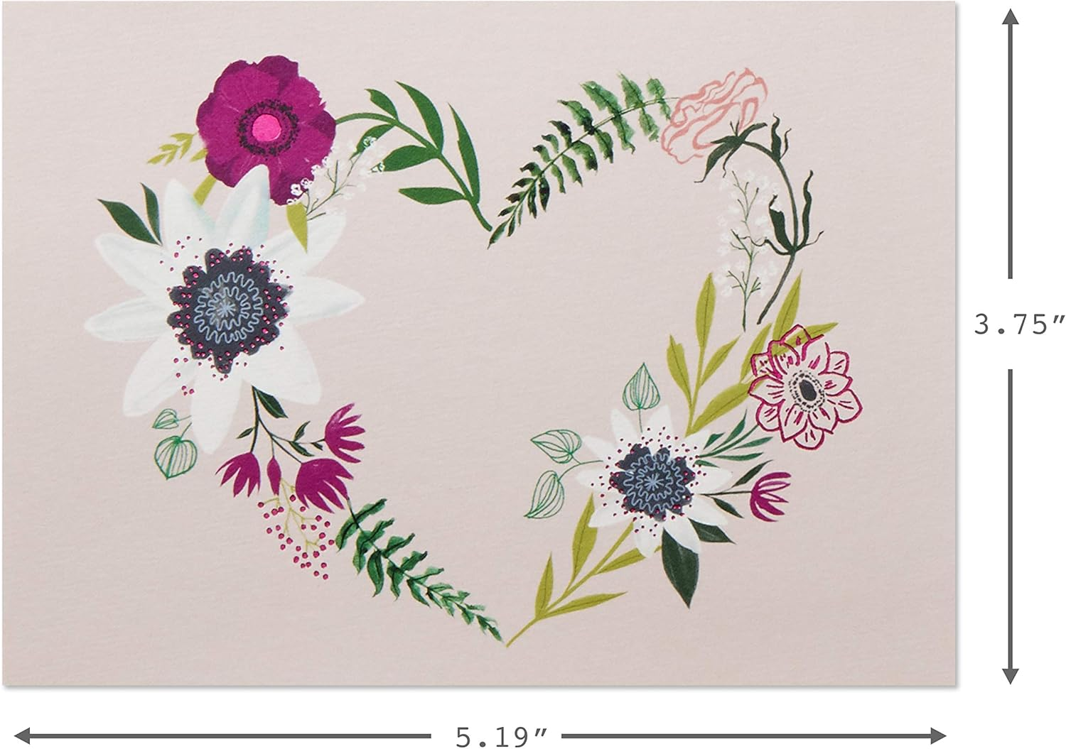 Hallmark Pack of 10 Blank Cards with Envelopes, Floral Wreath Heart image number 3
