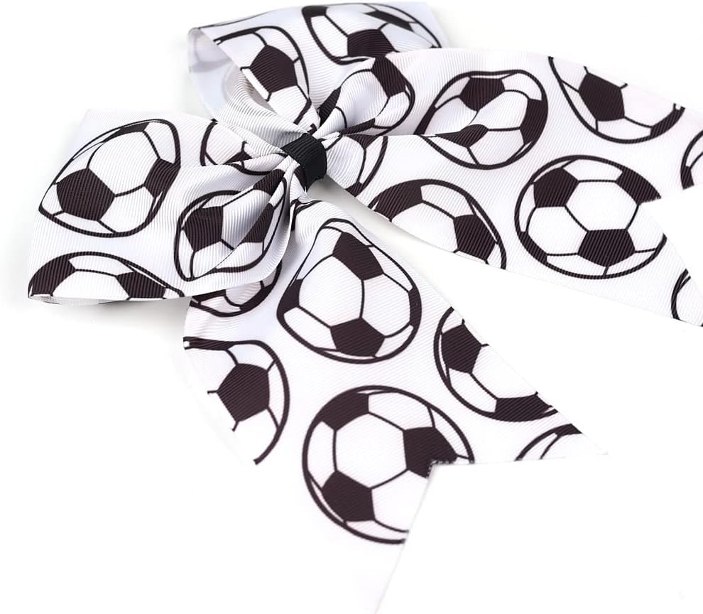 JCLIFE Soccer Hair Ties for Girls | Soccer Sport Hair Bands Ponytail Holders & Bows for Players Teams, Set of 2