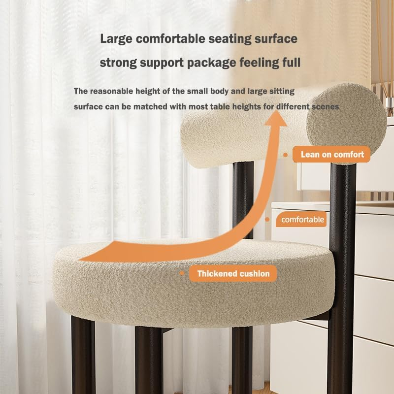 Enliansgo Modern Vanity Chair, Vanity Stools for Makeup Room, Makeup Chair with Anti-Slip Feet, Furry Padded Seat, Modern Chairs for Makeup, Bathroom Vanity, Bedroom, Living Room, Entryway (Grey) - Grey image number 3