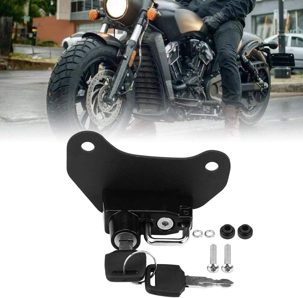 For Indian Scout Bobber Accessories 2021 Motorcycle Helmet Lock,Aluminium Alloy Lock Mount Hook with 2Pcs Keys for 2015-2018,11 * 5.3 * 4.3Cm/4.3 * 2.1 * 1.7In(Black) image number 1