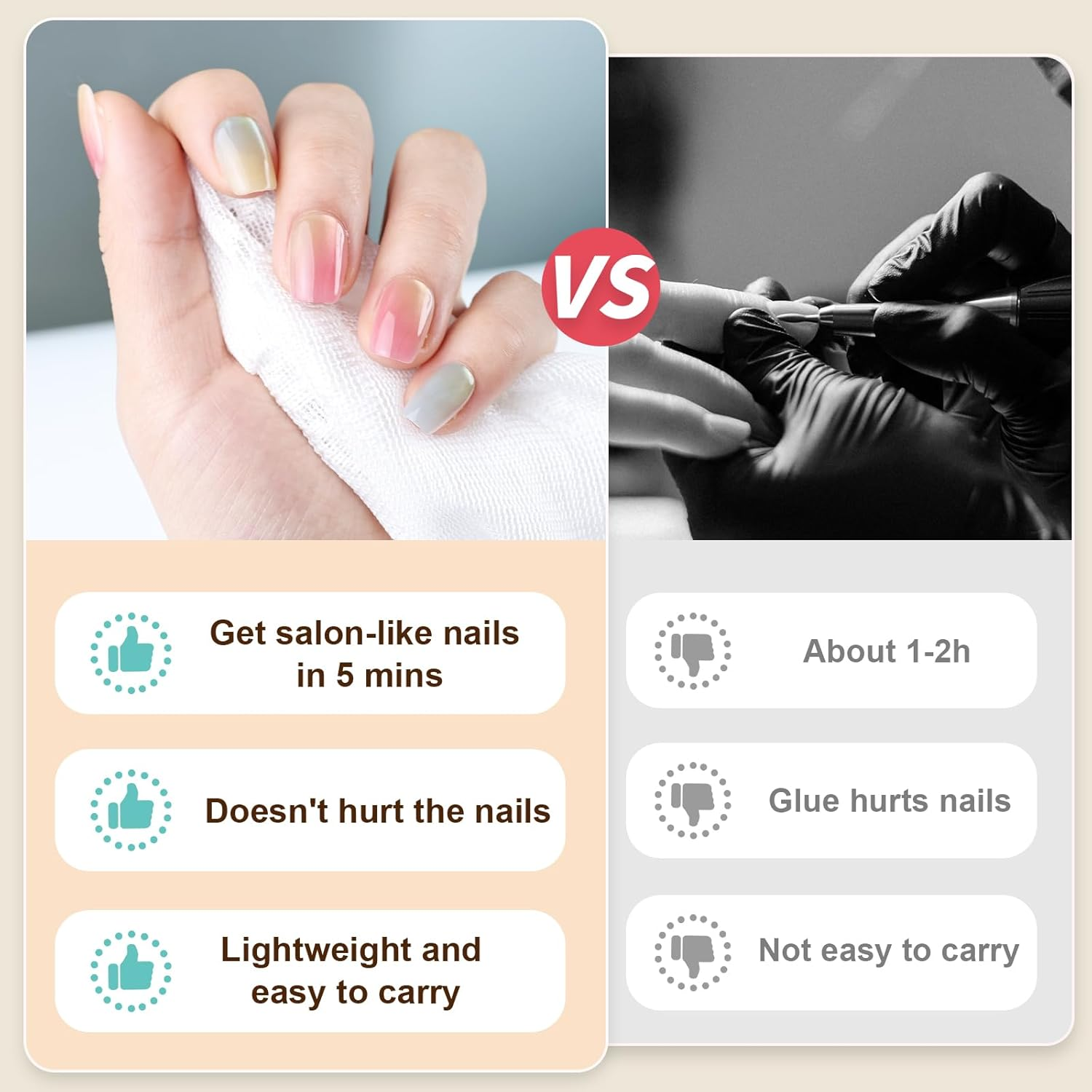 150 Pcs Cat Eye Press on Nails Short 5 Styles round Square Fake Nail Tip Kit Glitter Acrylic Gel False Stick on Manicure DIY Natural for Women Girl - Mixed-4 image number 7