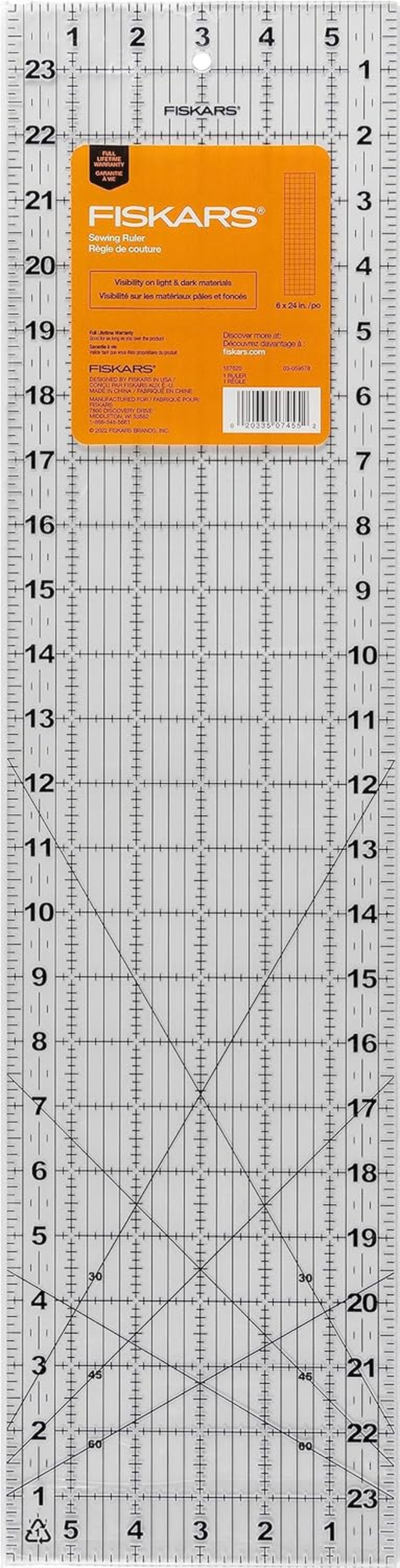 Fiskars&reg; Sewing Ruler (6"X 24") - Sewing and Quilting Ruler with Gridlines - Arts and Craft Supplies - Clear/Black image number 4
