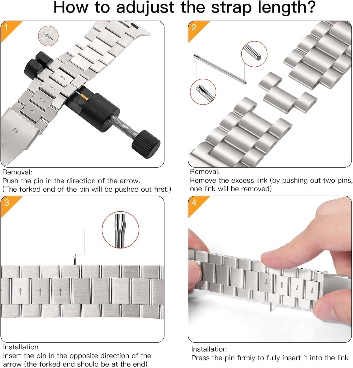 Maktech Stainless Steel Wristband,Women Slim Seven-Pieces Links 14Mm Metal Bracelet Band for Apple Watch Series 11/10/9/8/7,SE 3/2/1 [2025] (42Mm/41/40Mm,Silver/Gold) image number 3