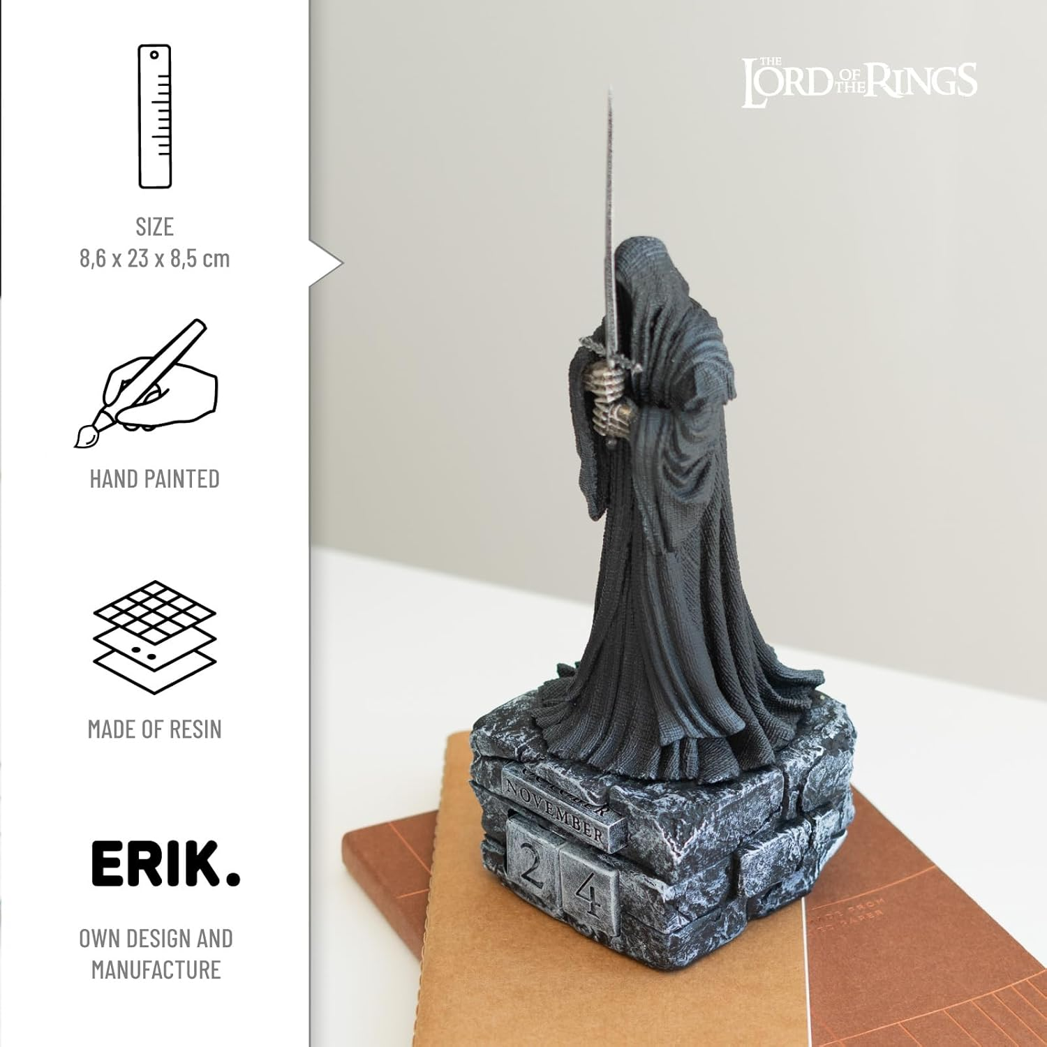 Grupo Erik the Lord of the Rings Eternal Calendar, Figure 3D Calendar, Desk Calendar for Standing, Permanent Calendar, Official Nazgul the Lord of the Rings Fan Article, Office Decoration