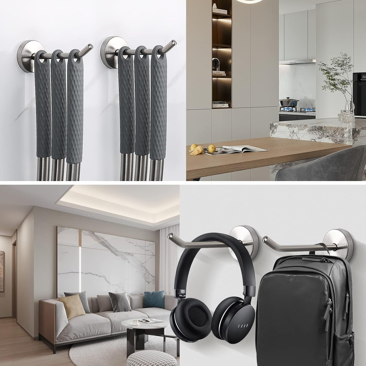 Nearmoon Coat Hooks, Wall Mount Hooks for Hanging Hat Hurse Robe, 304 Stainless Steel Heavy Duty Towel Hangers for Bathroom Livingroom Hotel Kitchen Garage, 6 Pack (4 Inch, Brushed Nickel) image number 3