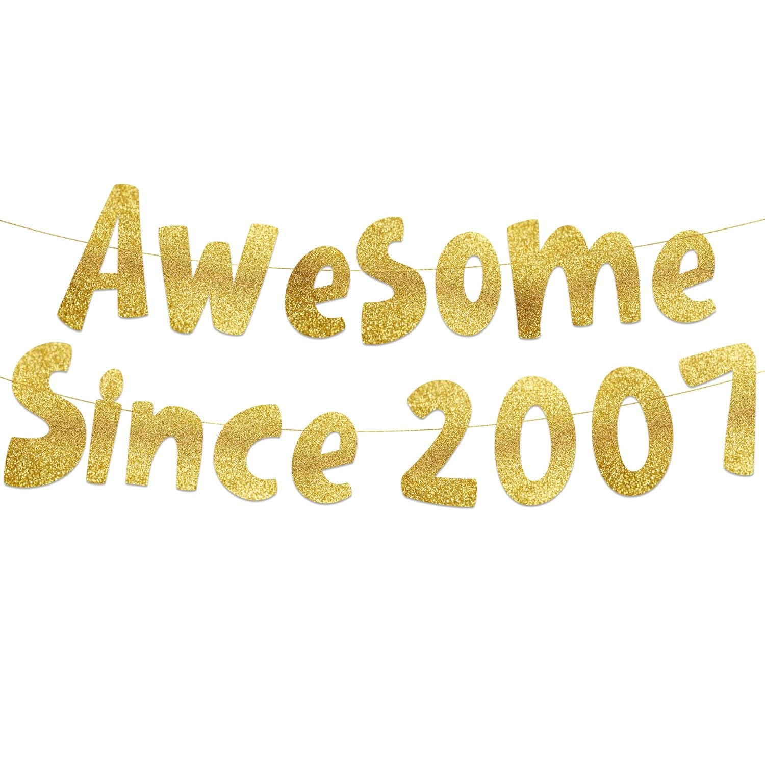 Awesome since 2007 Gold Glitter Banner - 18Th Birthday and Anniversary Party Decorations image number 2