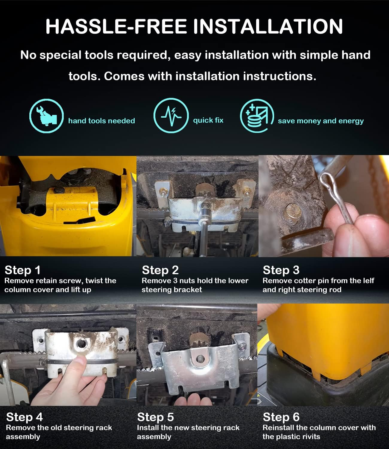 753-11064B CR12 Steering Service Kit Lawn Mower Steering Rack Kit for Cub Cadet CC30 CC30H CC30E Hydro Mini Riders/Mtd Columbia CR30/ Craftsman R1000 Lawn Tractor Lawn Mower image number 1