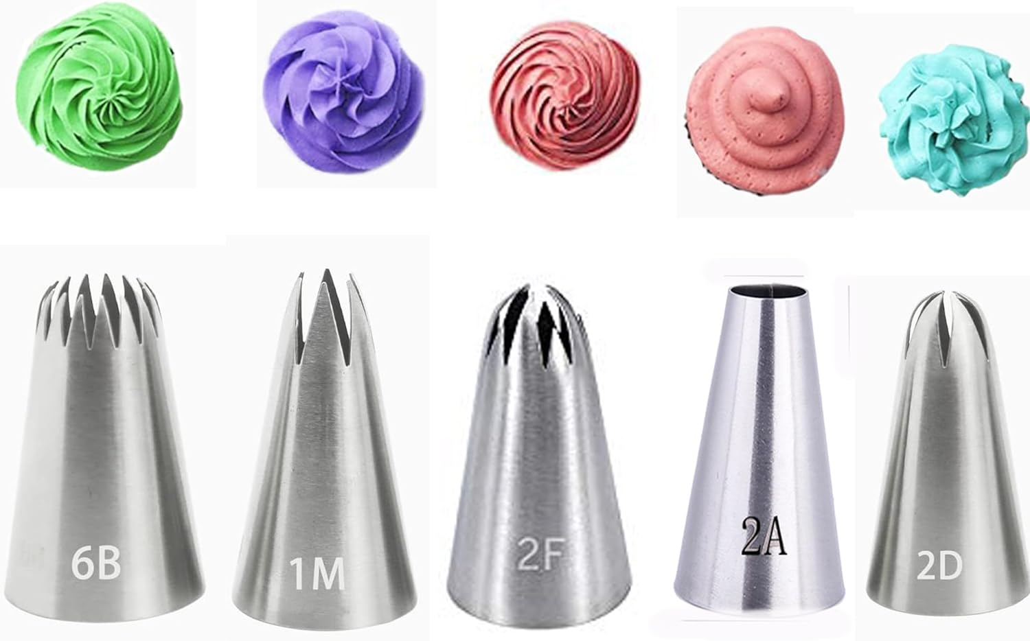 5Pcs Large Piping Tips Stainless Steel, Piping Tips Piping Nozzles Cake Piping Icing Nozzles Cake Decorating Tips Set for for Pastry Fondant image number 4