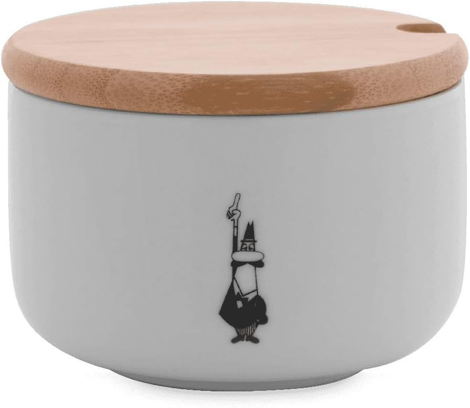 Bialetti Y0TZ102 Sugar Bowl with Bamboo Lid, Porcelain