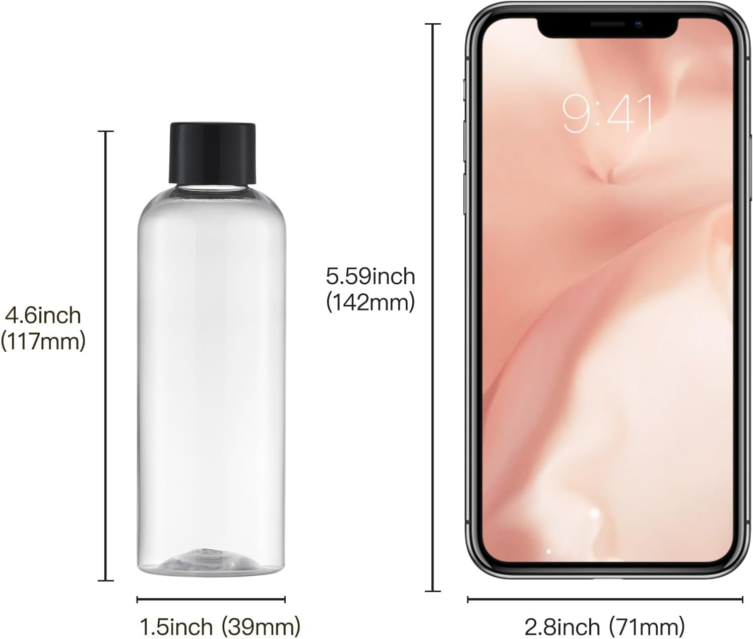 Tekson Travel Size Bottles 3.4 Oz, Travel Mouthwash Bottle, Refillable Containers for Cosmetic with Screw Cap for Travel Essentials (100Ml, Clear), Black - Black image number 3