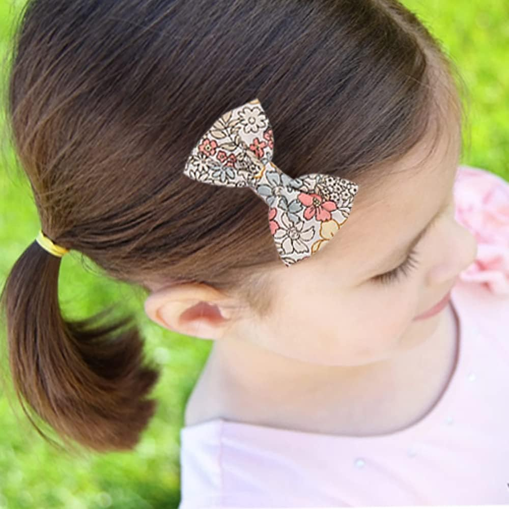 10Pcs Baby Girls Hair Clips Full Lined Alligator Clip Floral Bow Barrettes Handmade Hair Accessories for Newborn Infant Toddler Kids image number 2
