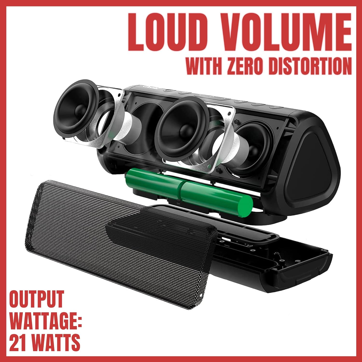 Oontz Pro Waterproof Bluetooth Speaker, 21-Watts Louder Volume, Exceptional Sound & Bass, 100Ft Wireless Range, Play Two Together for Dual Stereo, Bluetooth Speakers (Black) image number 4