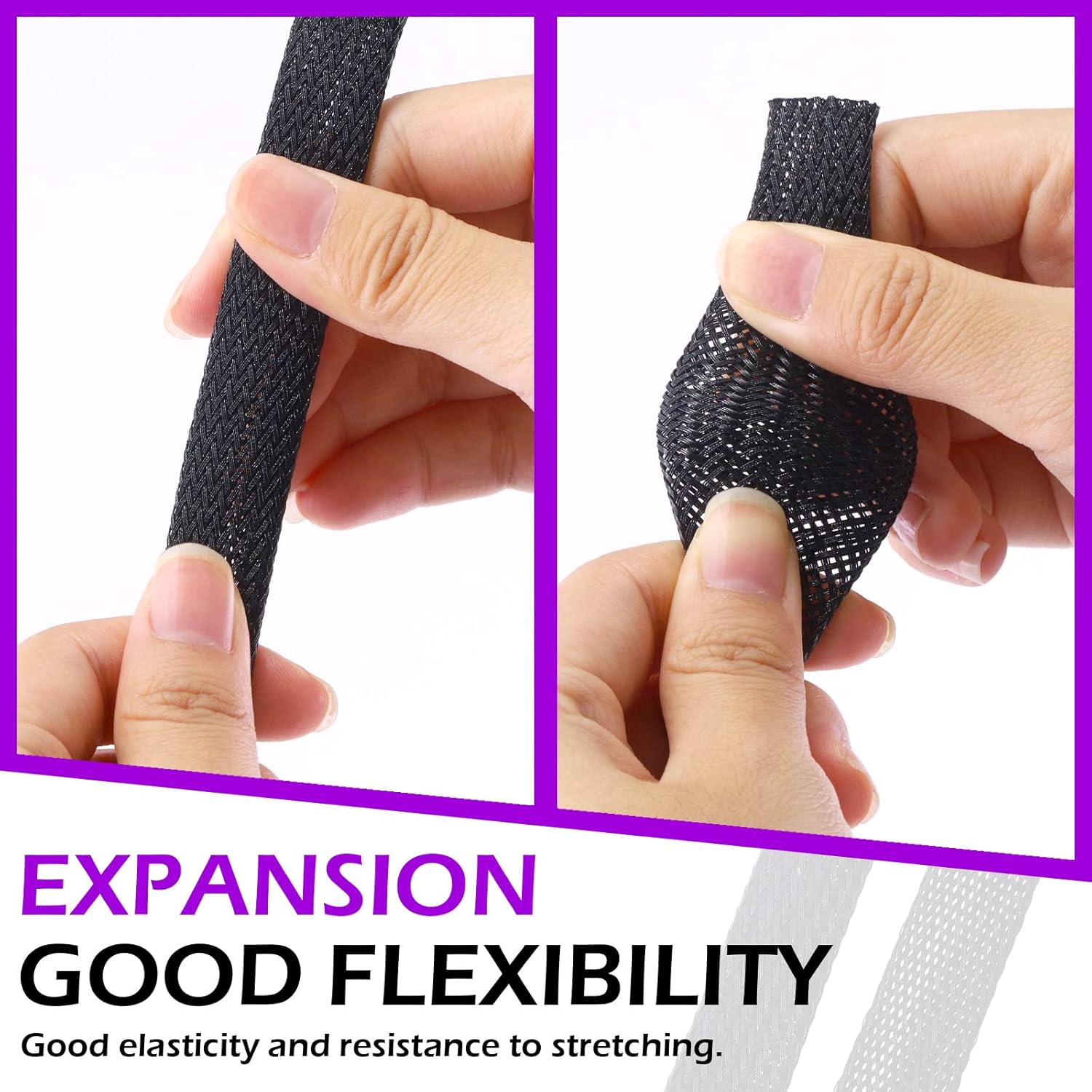 Swpeet 1/4 Inch 10Ft Blackred PET Expandable Braided Cable Sleeve, Cord Protector Wire Loom Tubing Cable Sleeve Wire Sleeving for Audio Video and Other Home Device Cable Automotive Wire - 1/2 Inch image number 2