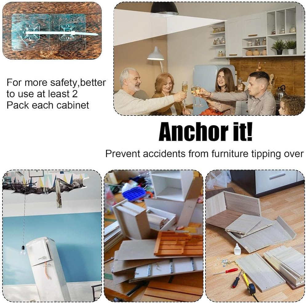25 Pcs Furniture Anchors No Drill for Baby Proofing, Furniture Wall Anchor Straps, Self-Adhesive Secure Cabinet Safety Wall Anchors, anti Tip Furniture Safety, Anchors with 25 Pcs Nylon Straps Prevent Falling for Child Safety image number 5