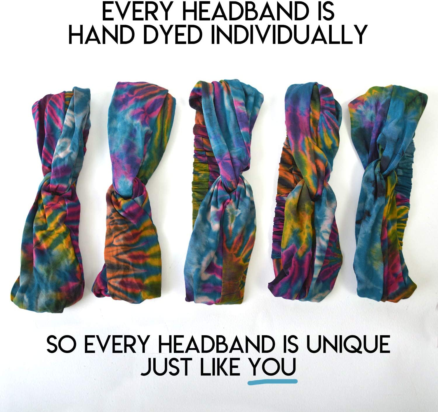 Women'S Boho Tie Dye Headband - Fashion Bandanas Turban Headwrap Twist Knot Hippie Hairband Hair Wrap D