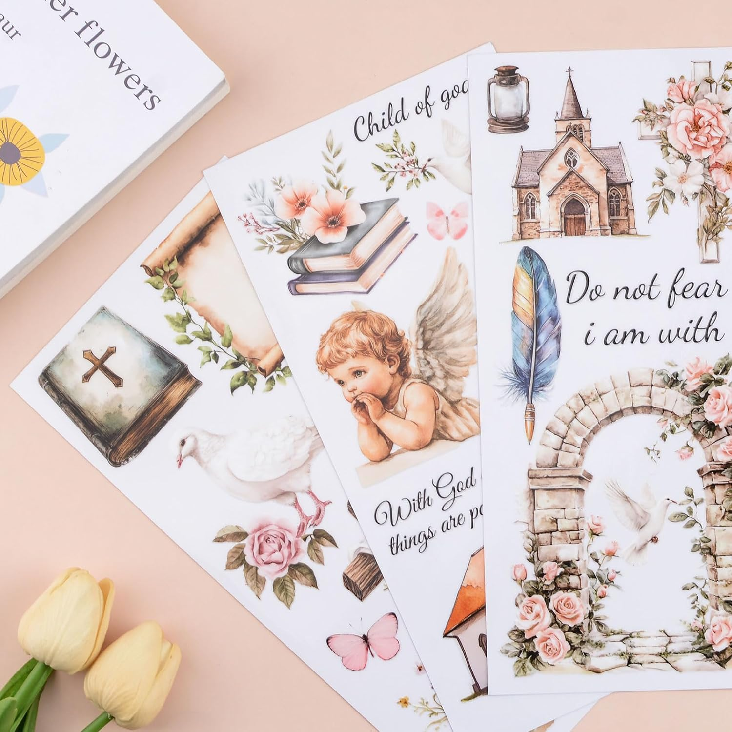 HICOHAND Rub on Transfers for Crafts, 3 PCS Cross and Church Transfers for Furniture Rub on Transfers Stickers Decal 5.91*11.81In/15*30 Cm. for Wood Wall Window Home Office DIY Art Craft Decoration - Red Heart image number 6