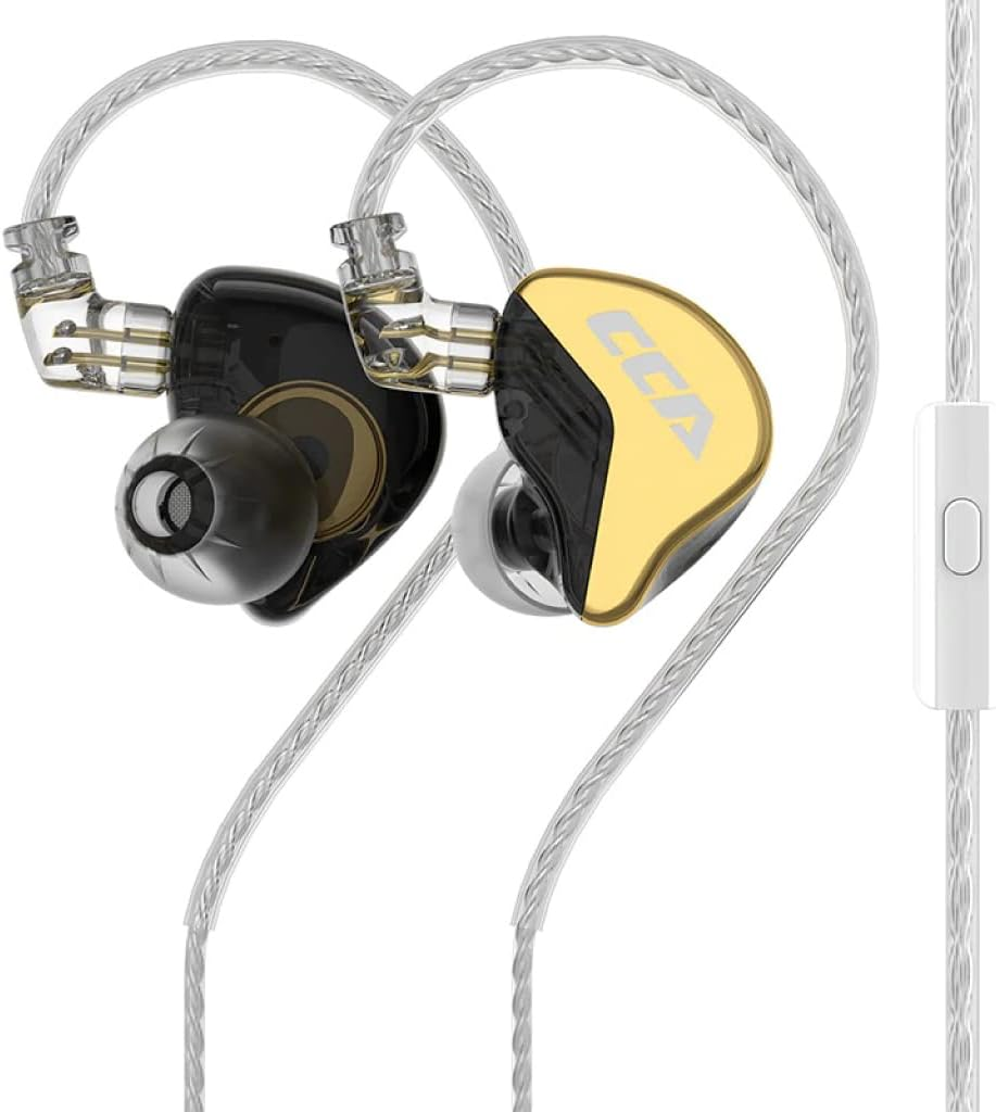 Hifi Kingdom CCA CRA+ Ultra Thin Diaphragm 10MM Dynamic Wired Earphones 0.75Mm Gold Plated Double Needle Pin in Ear Monitor Earphones Gold (With Mic) image number 2