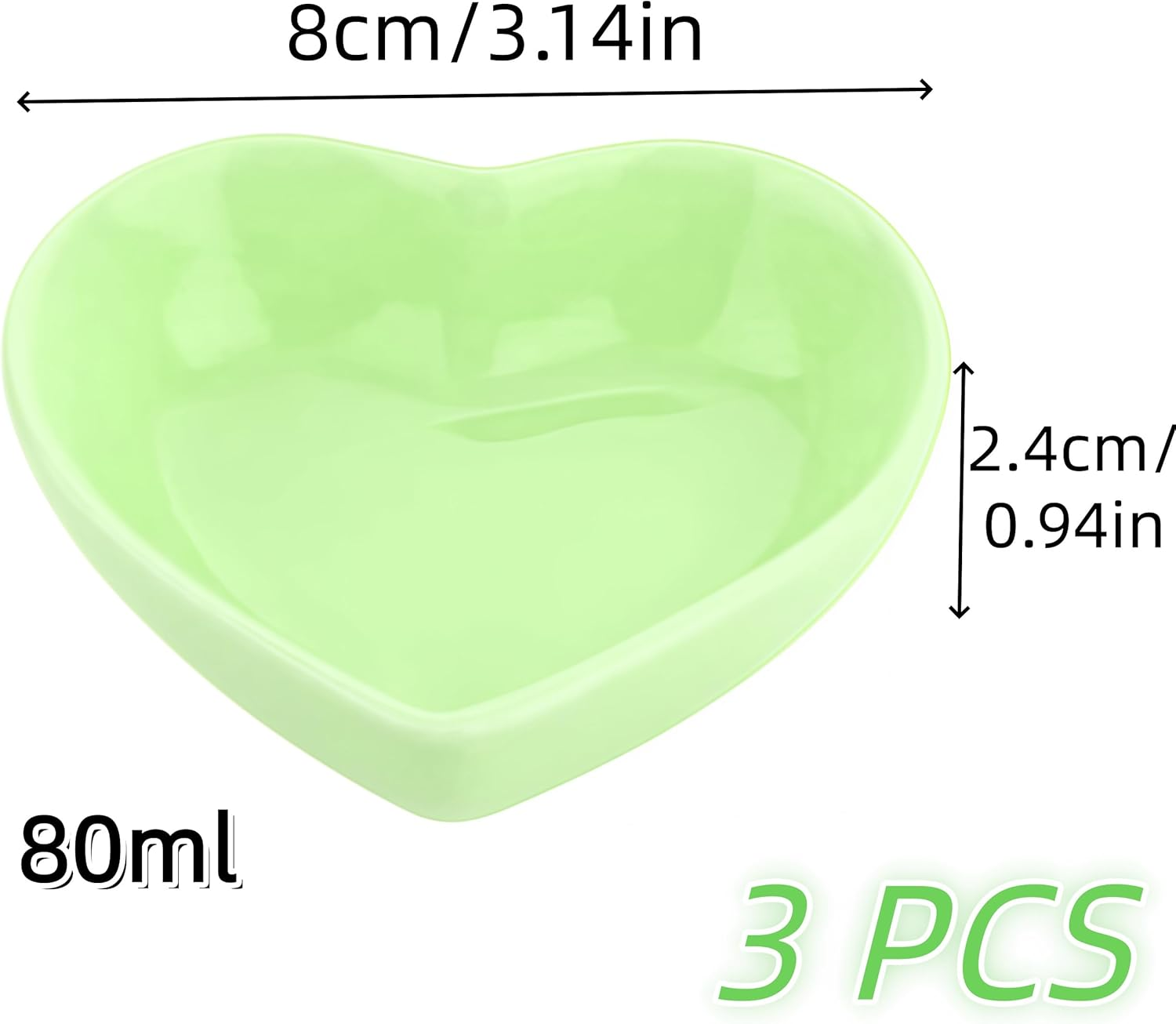 3 Pcs Food Water Dish for Small Animals,80 Ml Ceramic Pet Heart Shaped Bowls,Pet Dish Anti-Turning Food,For Hamster,Guinea Pig,Rabbit,Gerbil Hedgehog Rat Rodent image number 2