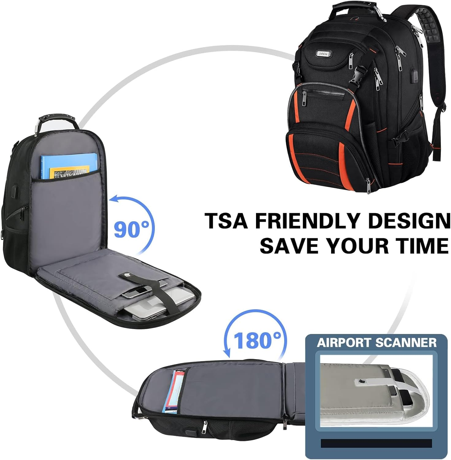 Travel Laptop Backpack, Extra Large Bookbag for Men Women,Basketball Backpack with USB Charging Port RFID anti Theft TSA Approved,College Student Bag Fits 17 Inch Computer Notebook image number 5