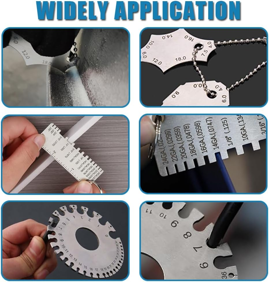 Yakamoz Stainless Steel Wire Gauge Measuring Tool, 3-In-1 Welding Inspection Tool Set (Wire Gauge + Weld Thickness Gauge + Fillet Weld Gauge) for Wire Welding image number 6