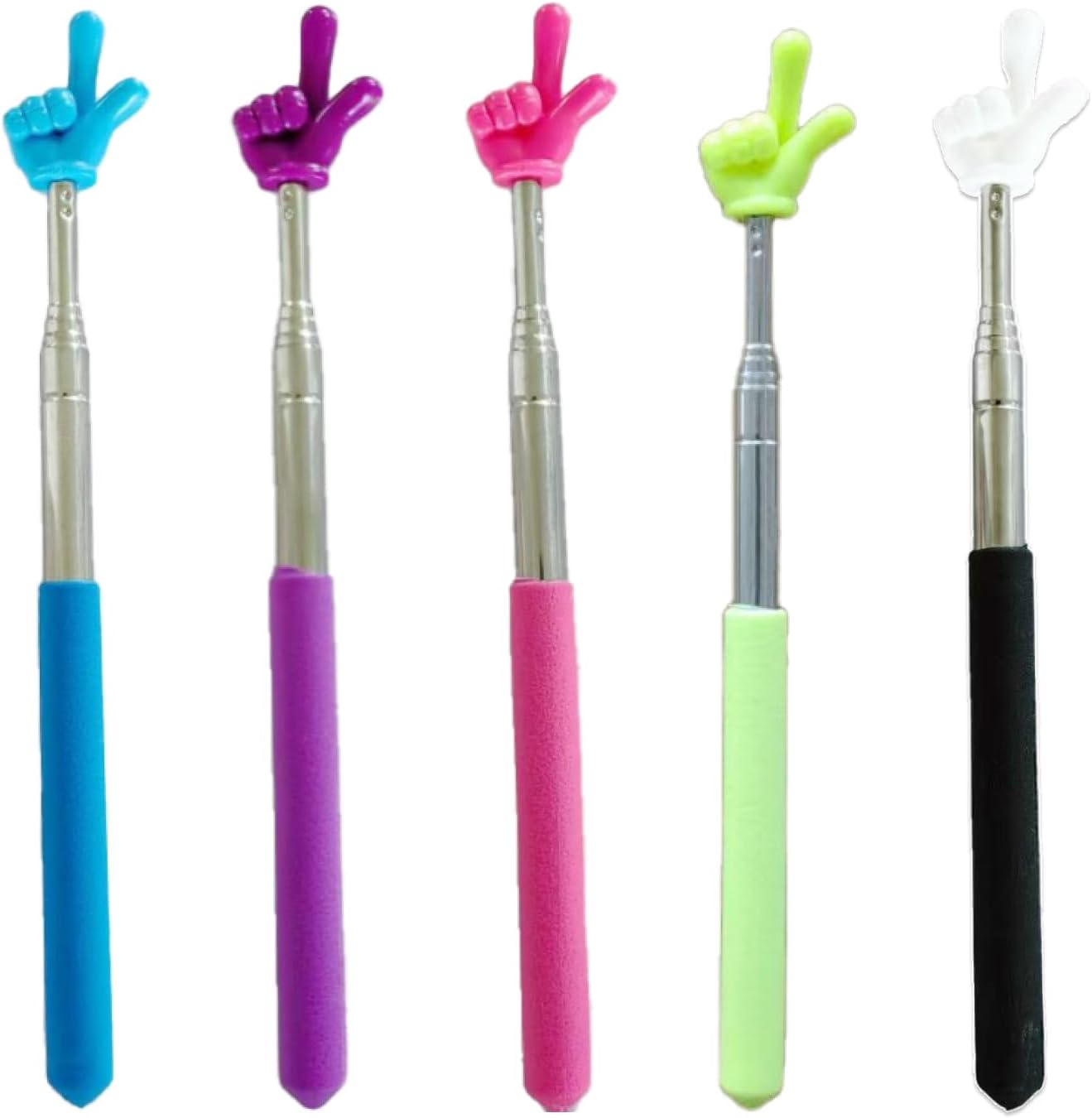 Set of 5 Telescopic Teachers Finger Pointer, Extendable Hand Pointer Stick for Classroom Use, Retractable Finger Pointers in White, Pink, Purple, Blue, Yellow, Ideal Teaching Aid for Educators image number 2