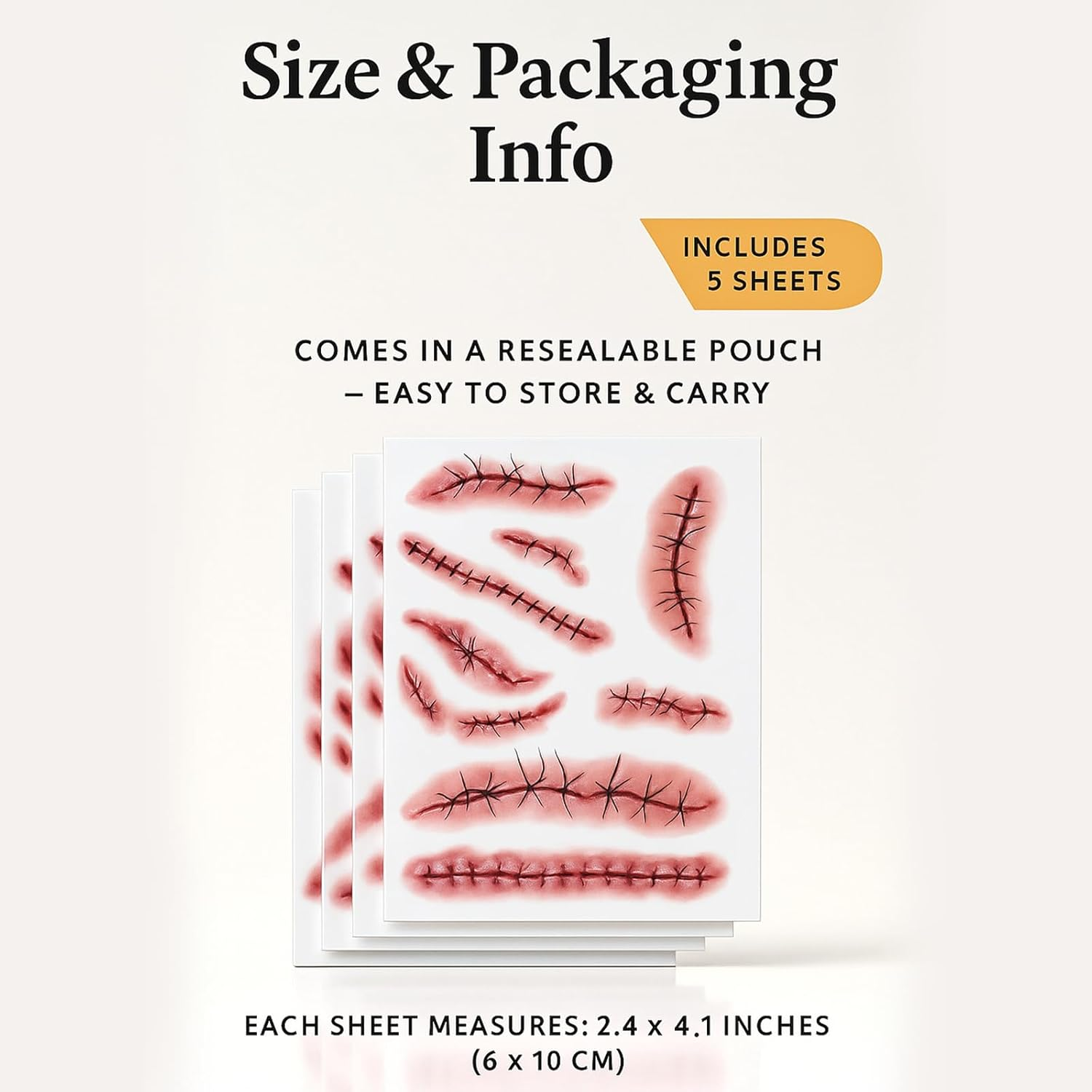 Damaill Realistic Scab Temporary Stickers - 3D Fake Skin & Scar Tattoos for Halloween, Waterproof Wound Effects for Costumes & Pranks image number 5