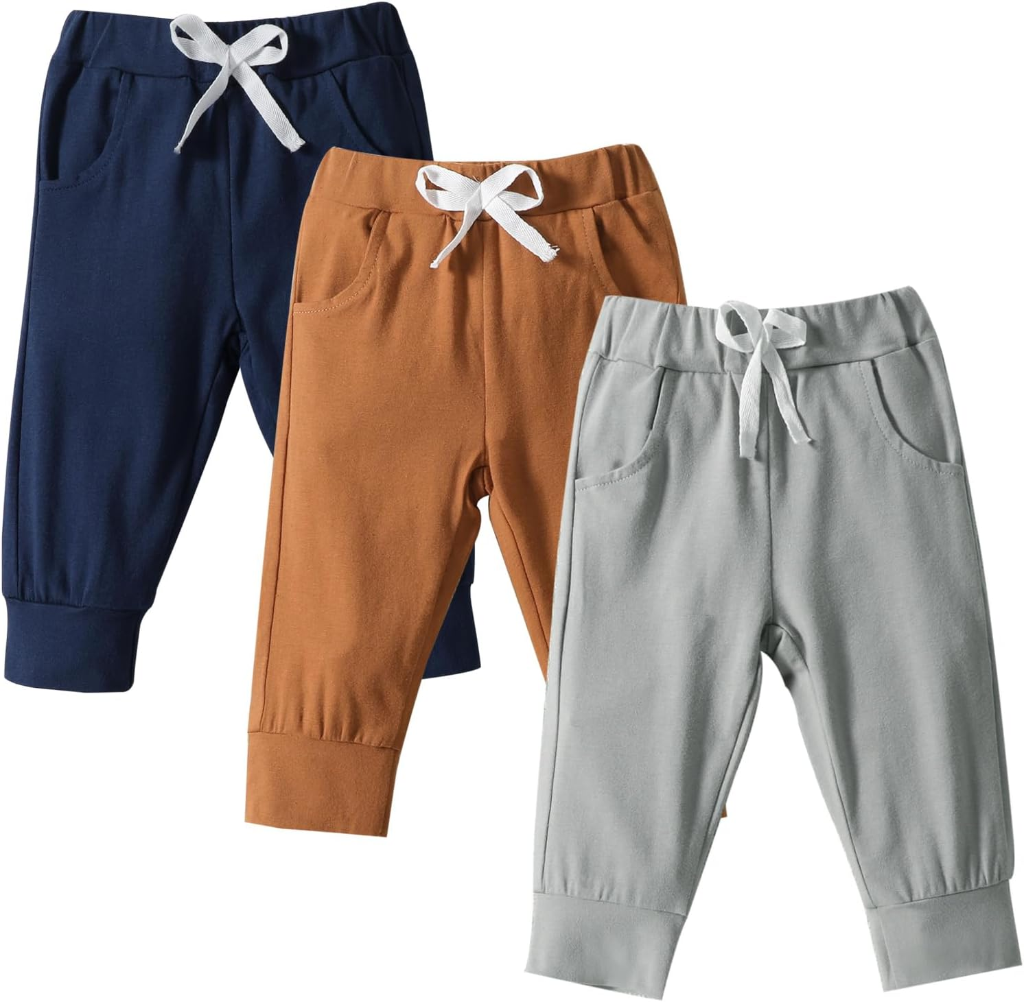 DREAM BUS Pack of 3 Toddler Jogger Pants with Pocket Toddler Boy Sweatpants Baby Boy Pants Infant Newborn Leggings