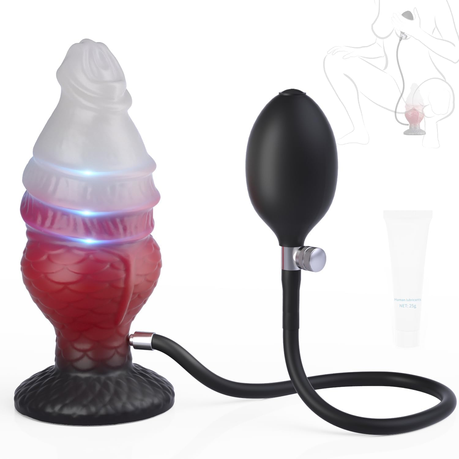 Inflatable Dragon Dildo &ndash; Adjustable Thickness Fantasy Knot Design, Extra Thick Anal Dildo with Strong Suction Cup, Animal-Inspired Dog & Horse Style, Adult Sex Toys for Women and Men (Green)