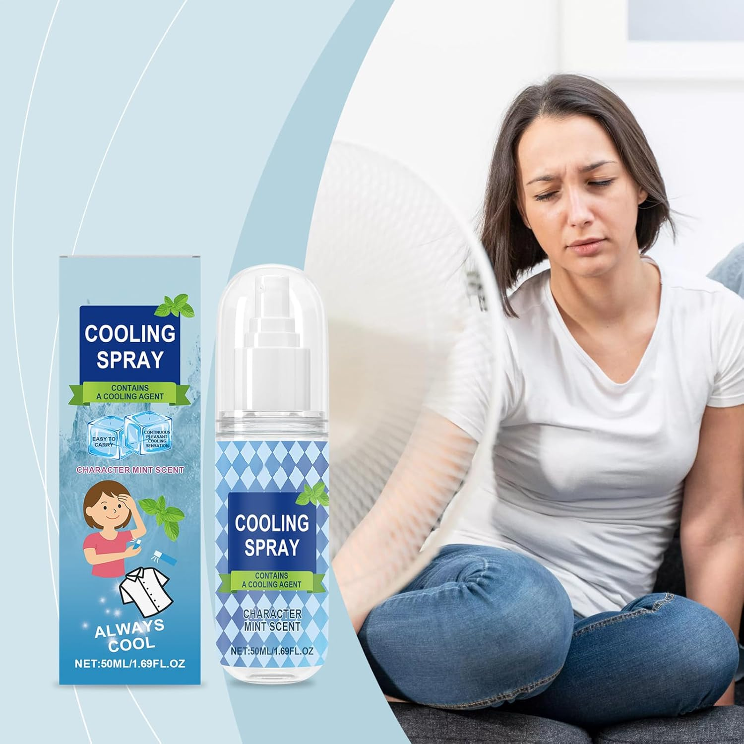 Cool Spray | Cooling Face Spray 50Ml | Moisturizing UV Protection Liquid Ice Mist for Hot Weather Sports Travel Golf Hiking Camping Beach Commute Daily Outdoor image number 3