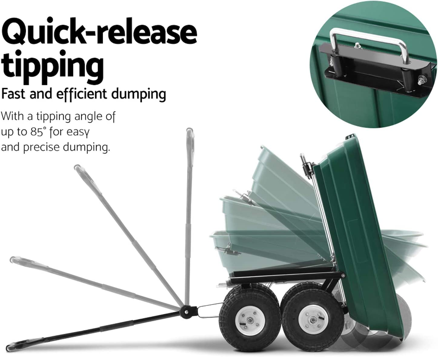 Gardeon Garden Cart, 270Kg Beach Trolley Carts Lounge Wagon Tool Trolleys Pull Outdoor Camping Gardening Supplies Transportation, Durable with Rubber Tyres Green image number 2