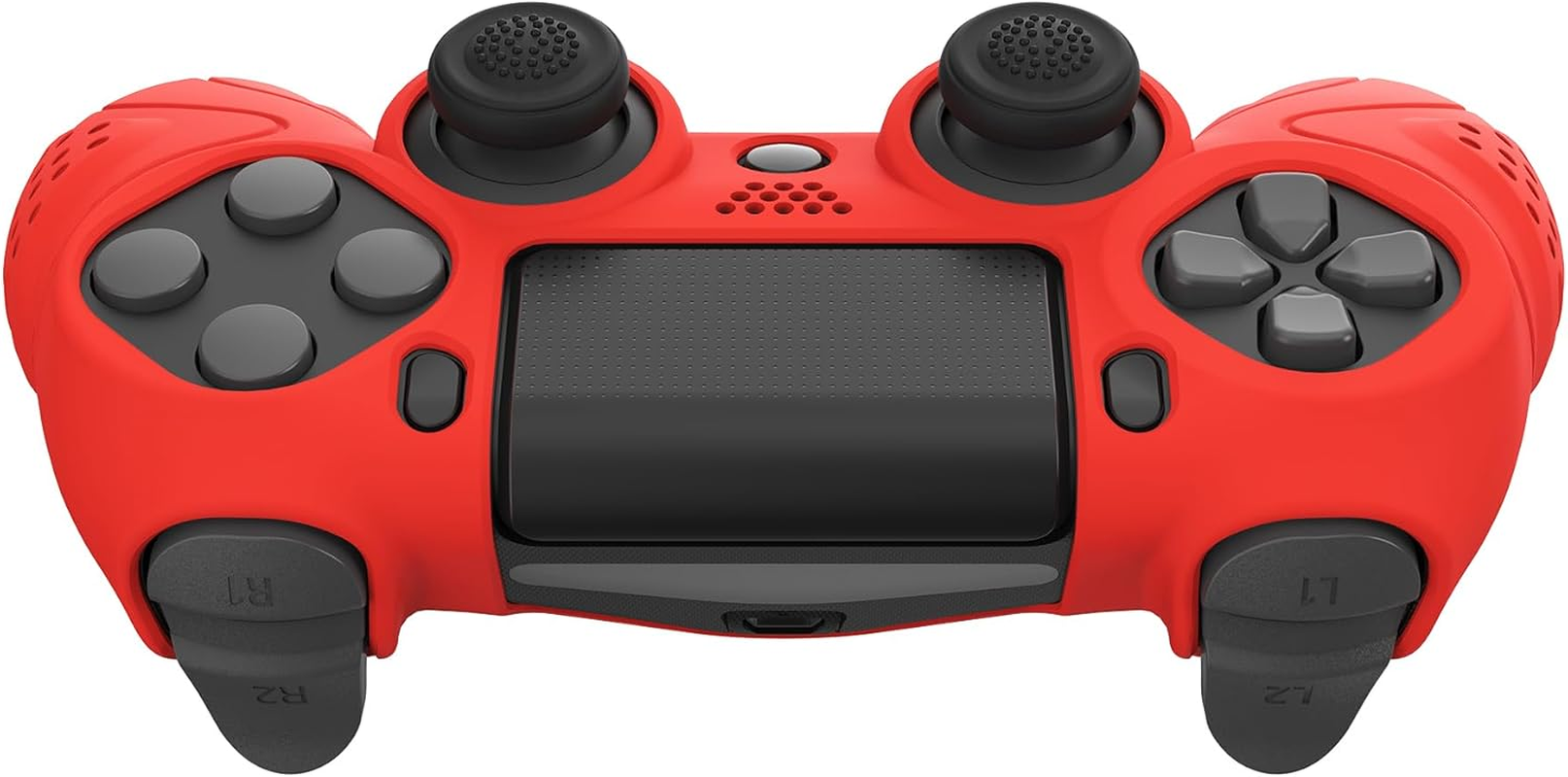 Playvital Guardian Edition Passion Red Ergonomic Soft Anti-Slip Controller Silicone Case Cover for Ps4, Rubber Protector with Black Joystick Caps for Ps4 Slim/For Ps4 Pro Controller image number 1