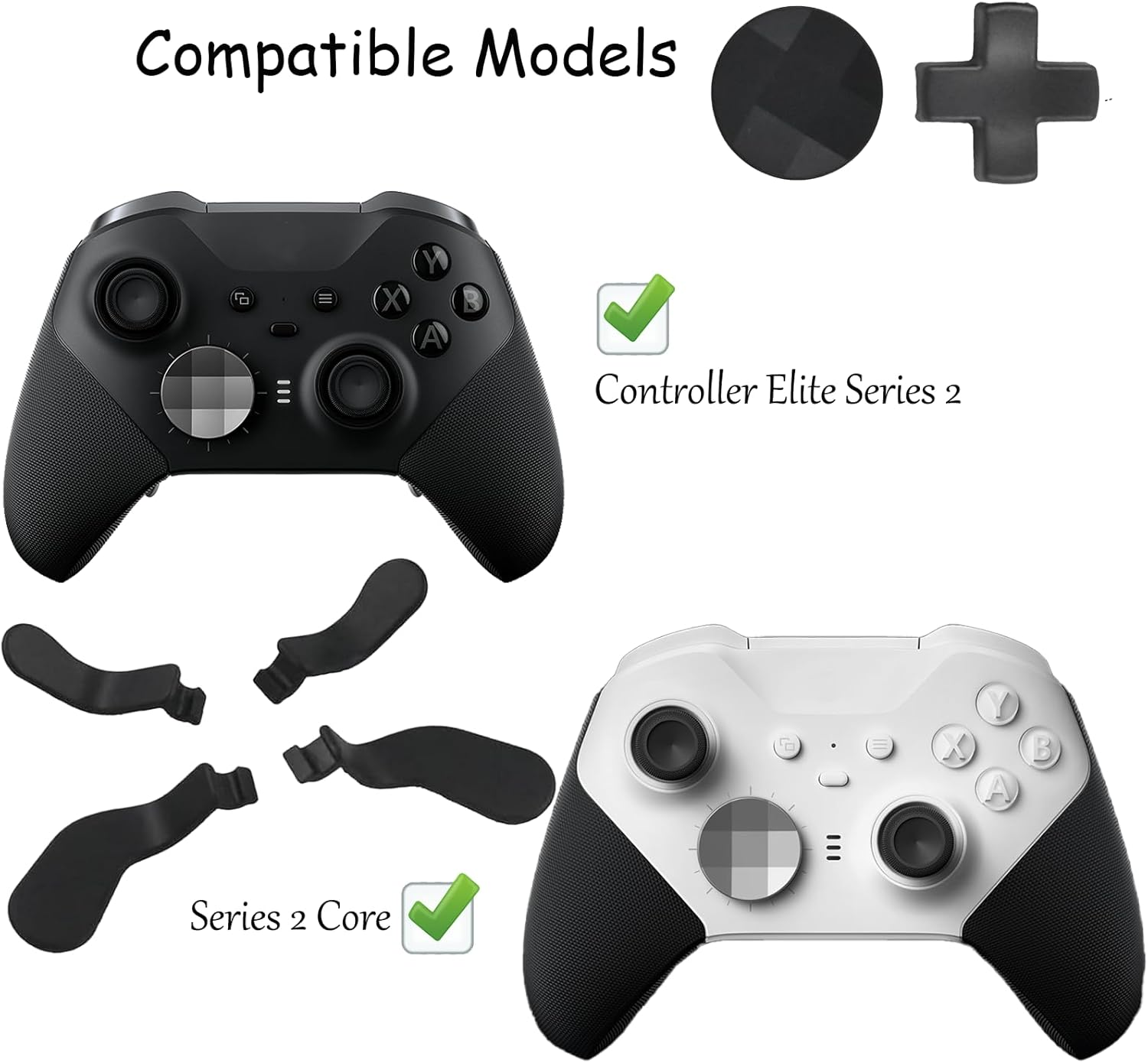6 in 1 Metal D-Pads and Paddles Accessory Kits for Xbox Elite Series 2 Controller,Elite Series 2 Core Accessory Replacement Parts(Black) image number 3