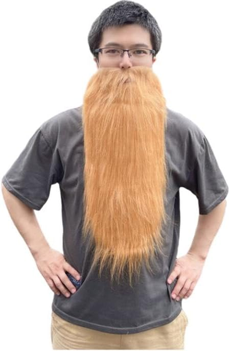 Party Fake Beard,Fake Long Beard and Mustache Men'S Big Beard Old Man Long Plush Beard Cosplay Holiday Party Party Costume Fake Whisker for Party Supplies Grey (White) image number 3