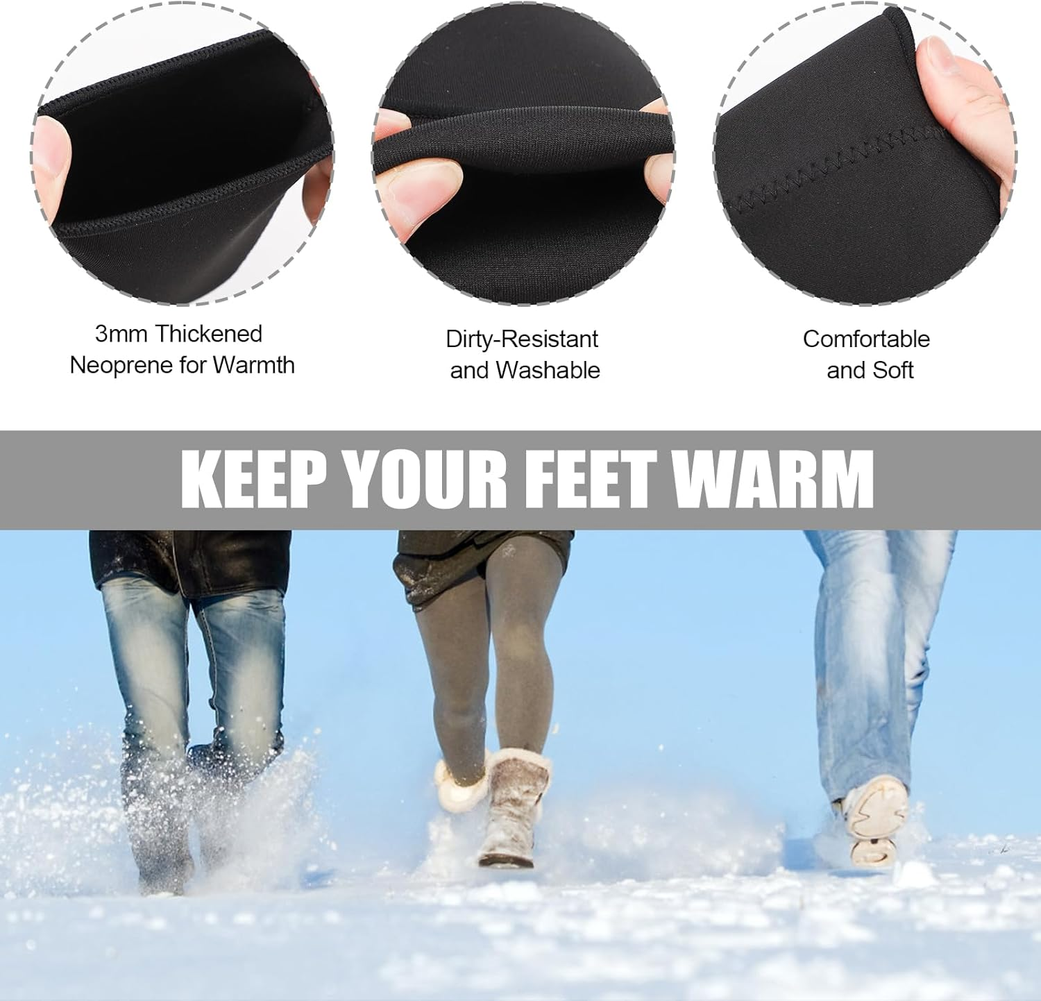 2 Pairs Toe Warmers Neoprene Thermal Toe Warmer Sleeves Toe Topper Liner for Warming Feet Hunting Cycling Running Hiking for Women Men (Size L) image number 6