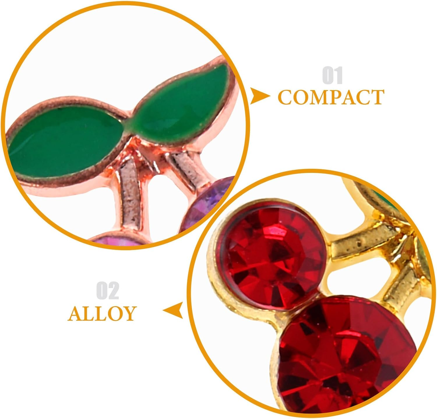 NULYLU 32Pcs Cherry Nail Art Charms for Women DIY Manicure Red and Rose Gold Rhinestone Nail Gems Cute Shiny Cherry Decorations for Natural image number 5