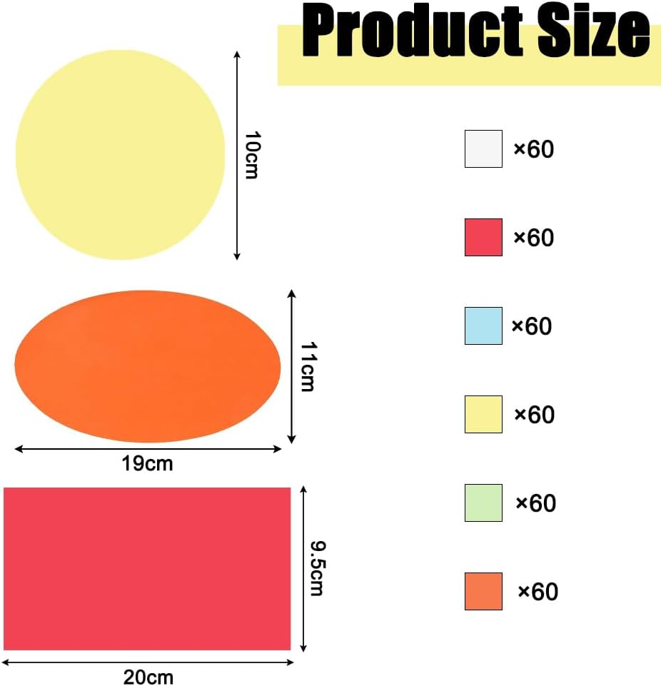 Set of 360 Presentation Cards, 6 Colours, Round, Oval and Rectangular, Presentation Case, Teacher Supplies for Office, School, Presentation and Moderation image number 6