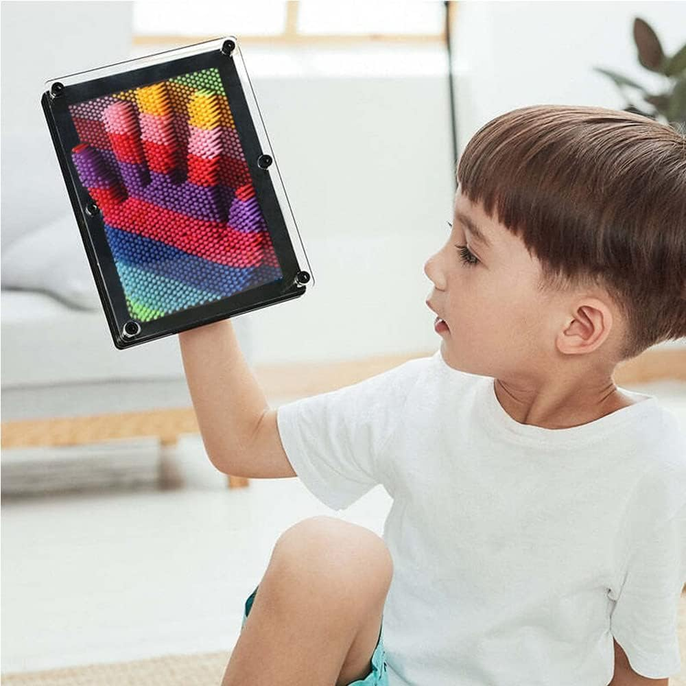 3D Pin Art,Large Size 6" X 8" Plastic Board- Unique Rainbow Design,Classic Desktop Novelty Sculpture Impression Needle Art image number 4