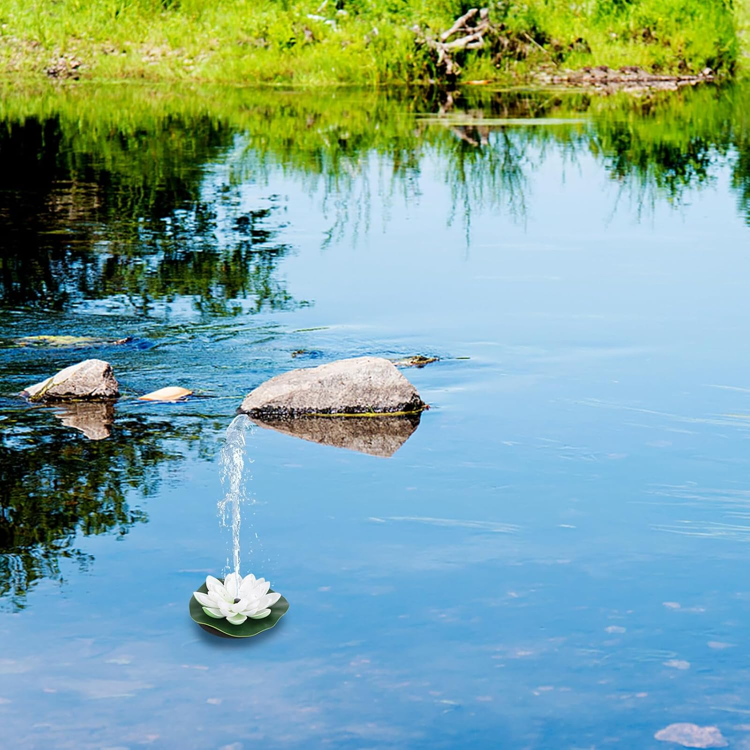 Solar-Powered Lotus Fountain White Floating Water Pump for Garden Ponds Fish Tanks Aquarium Decor Automatic Outdoor Flower Water Circulation image number 3