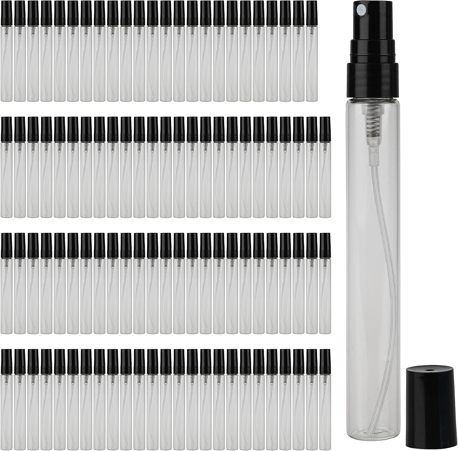 【AU STOCK】50 X Clear Glass Tester Spray Perfume Bottles with Black Atomizer and Overcap | Refillable Travel Spray Empty Bottle for Perfume (50, Clear with Black Atomizer) image number 3