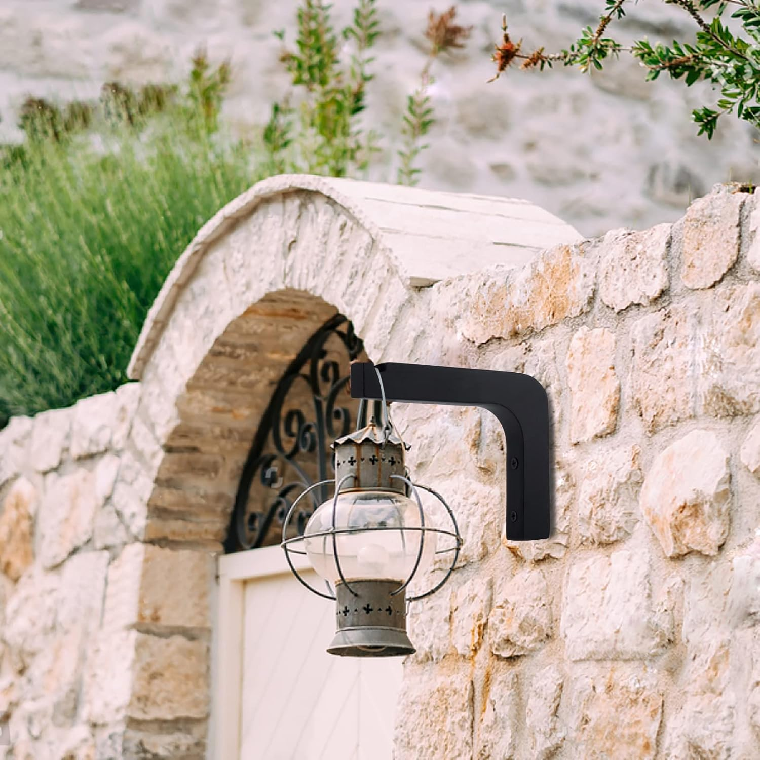 2 Pack 5.9 Inch Wooden Wall Hooks for Hanging Plants,Lanterns,Flower Bracket,Wind Chimes,Bird Feeders,Macrame Plant Hangers,Black