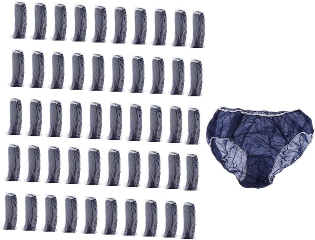 Eigell Pack of 50 Non-Woven Disposable Panties for Women & Men, plus Size Travel, Sports - Moisture Wicking & Breathable Fabric, Blue