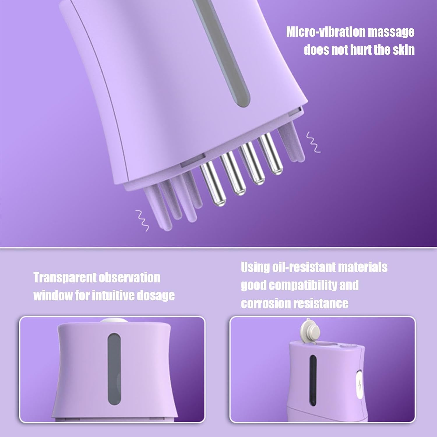 Oil Scalp Applicator - Electric Hair Oiling Applicator - 2 in 1 Head Scalp Applicator, Liquid Guiding Comb, Head Hair Massager, Oil Applicator Brush for Oil Hair image number 5