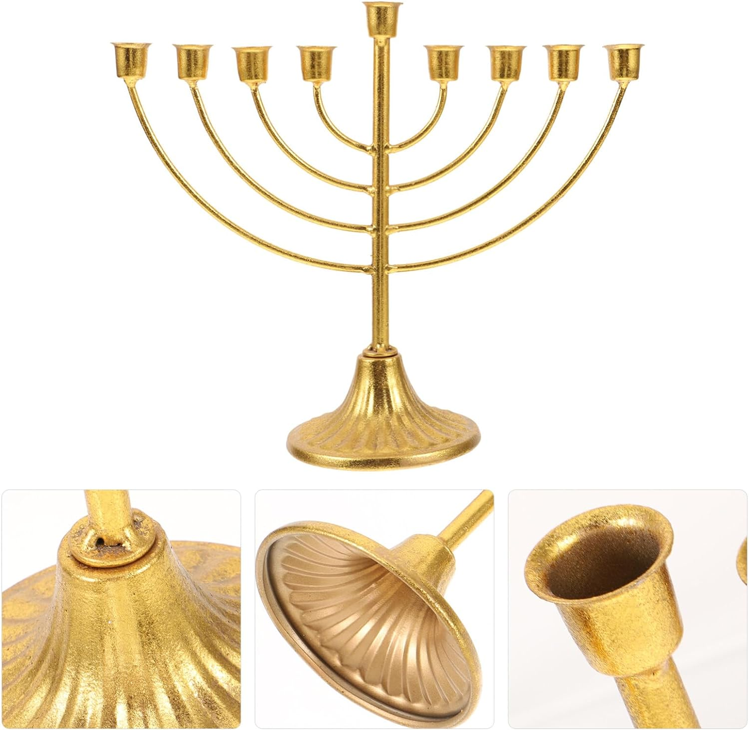 9 Branch Menorah Candle Holder Jewish Candle Sticks Hanukkah Menorah Candle Stand Candelabra Centerpiece for Jewish Party Table Decoration Golden image number 6
