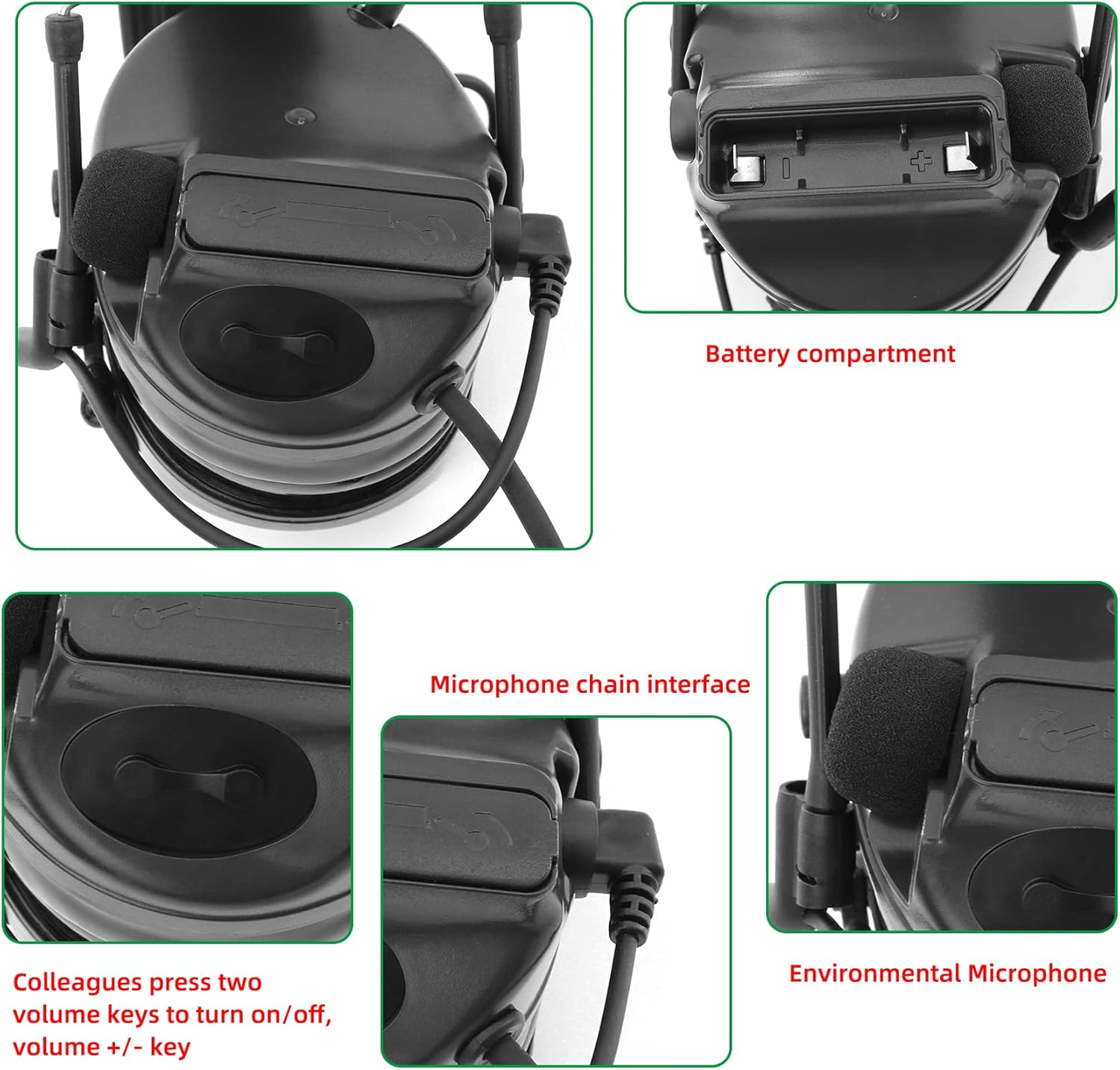 HEARFALCOM Comta III (Comta Ii Headset Upgrade Version) Tactical Airsoft Sports Noise-Cancelling Pickup Silicone Earmuffs Shooting Headset (BK) - Cb image number 6
