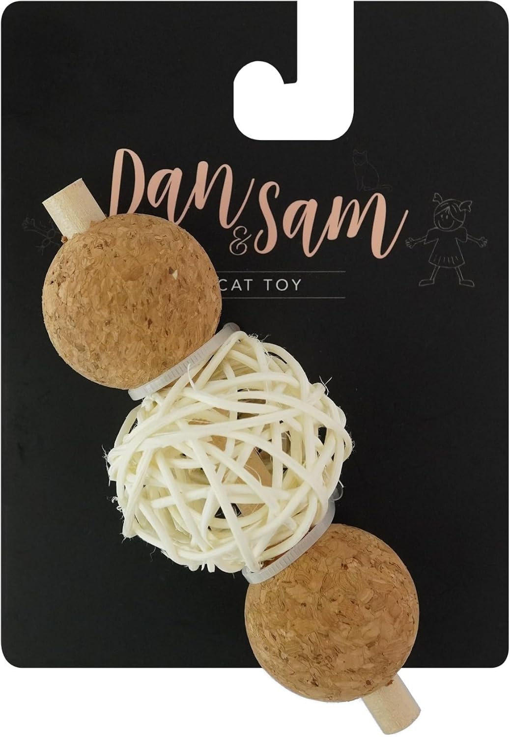 Dan & Sam Rattan Ball Trio Stick Cat Toy - Interactive Play, Durable Rattan Balls, Safe Non-Toxic Materials - Ideal for Indoor Exercise & Active Cats image number 2